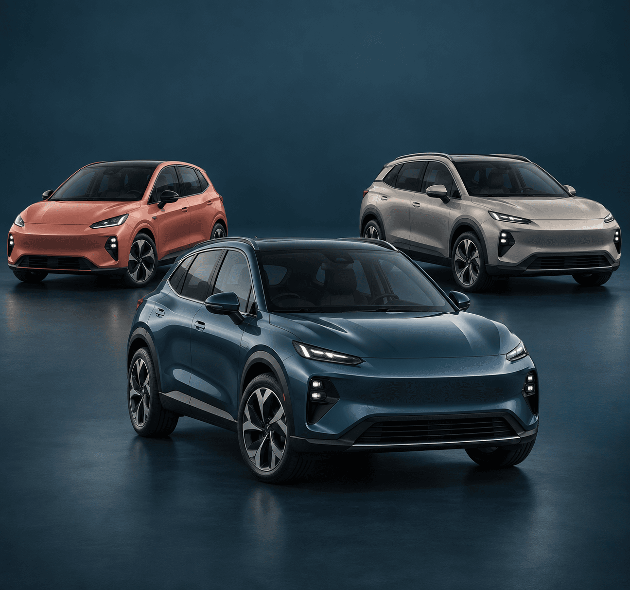 Three current electric cars — calm shortlist mood